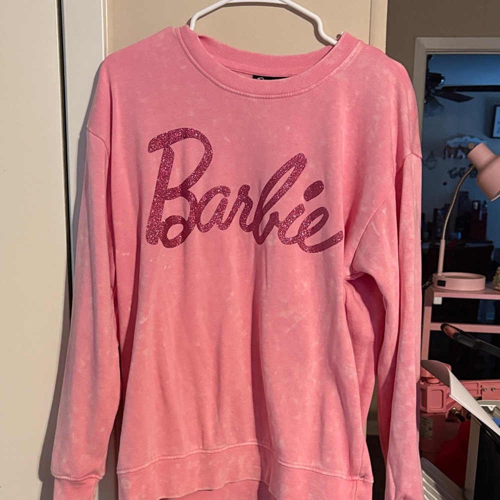 Barbie Glitter Logo Pink Sweater